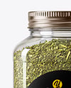 Square Plastic Jar with Dried Tarragon Mockup