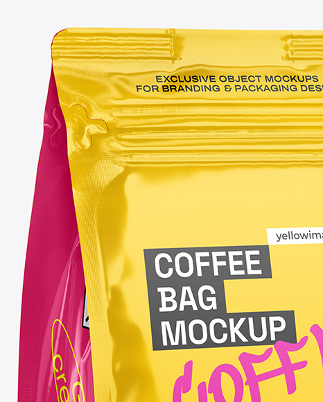 Glossy Coffee Bag Mockup - Half Side view