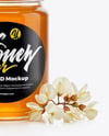 Clear Glass Jar with Acacia Honey Mockup
