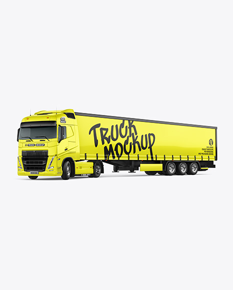Semi Trailer Truck Mockup - Front Half Side View - Vehicle wrap mockup