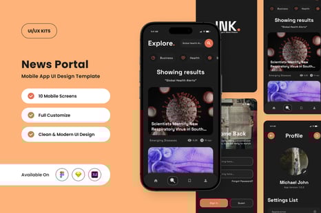 Ink - News Portal Mobile App Design Template