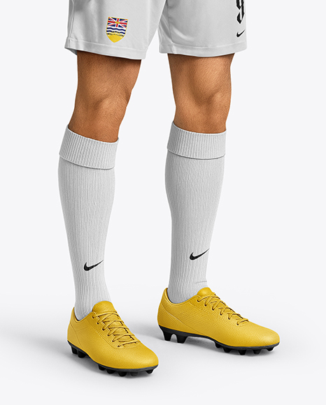 Soccer Player Wearing Long Sleeve Jersey and Shorts Mockup