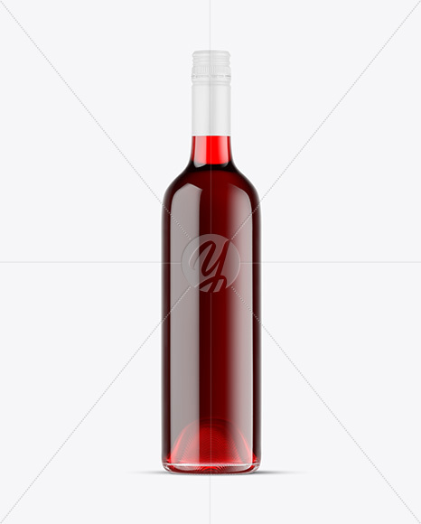 Clear Glass Red Wine Bottle Mockup
