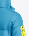 Men's Long Hooded Down Jacket Mockup - Back Half Side View