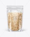 Clear Stand-Up Pouch w/ Oatmeal Mockup