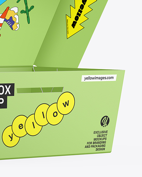 Opened Paper Food Box Mockup