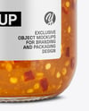 Clear Glass Jar with Hot Pepper Jelly Mockup