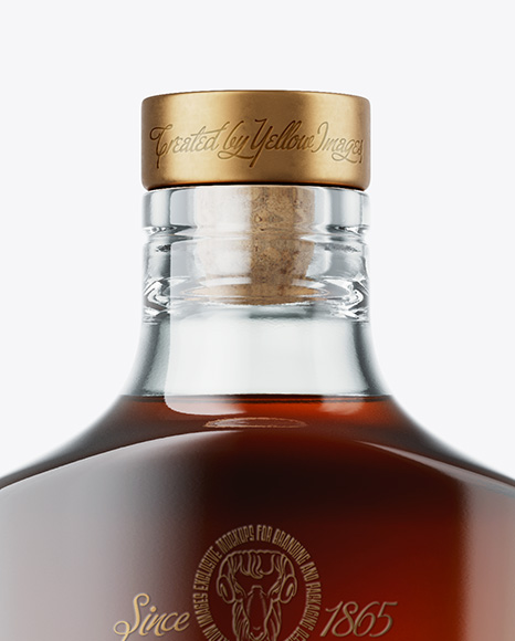 Black Rum Glass Bottle with Wooden Cap Mockup