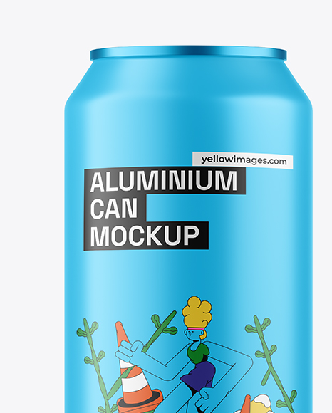 473ml Matte Aluminium Drink Can Mockup