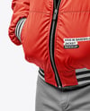 Baseball Player Wearing a Bomber Jacket and Cap Mockup