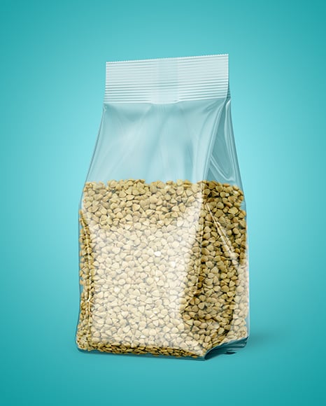 Transparent Package with Green Buckwheat Mockup