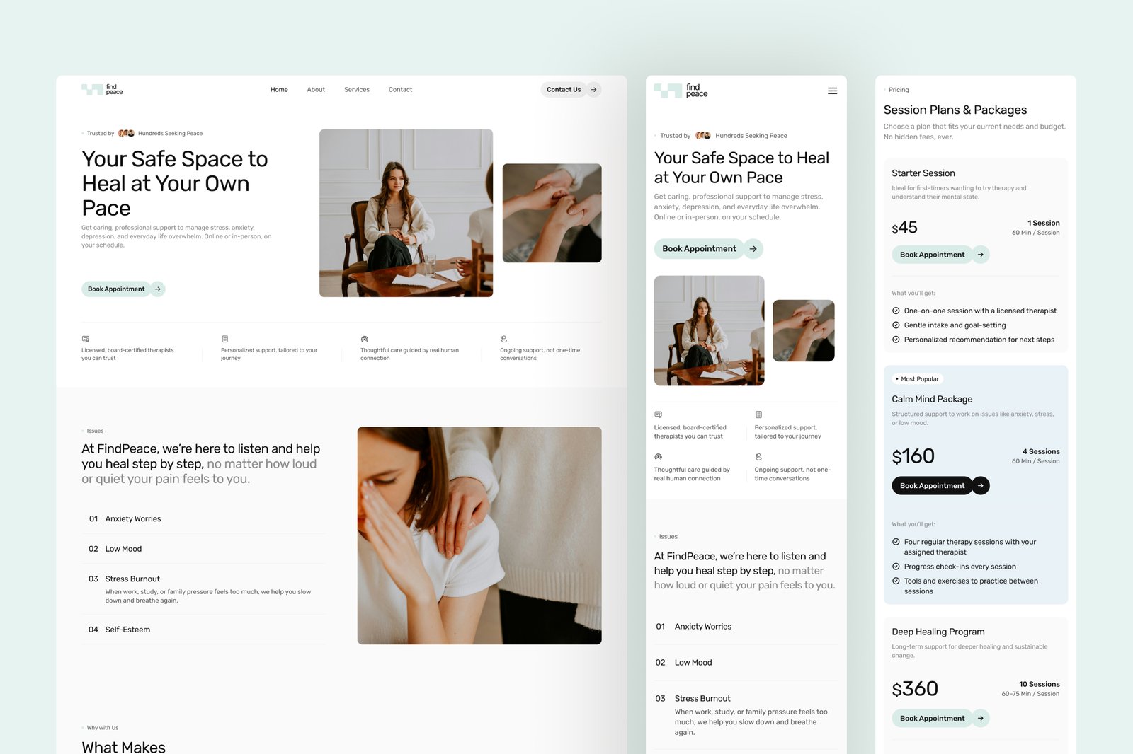 FindPeace – Mental Health Website UI Figma Template