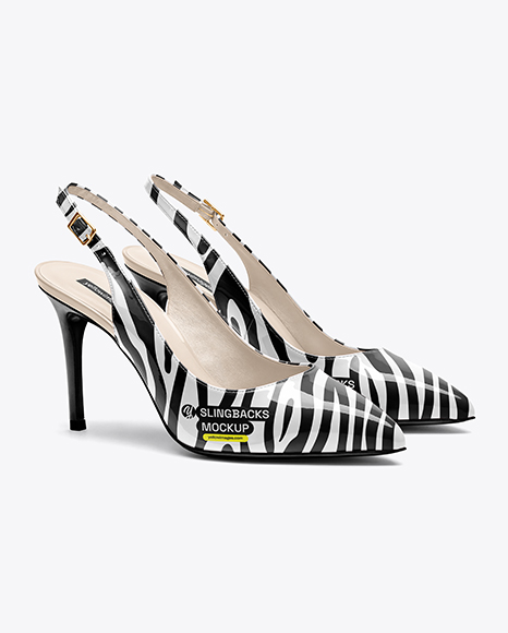 Pair of Glossy Slingbacks Mockup - Branding identity mockup