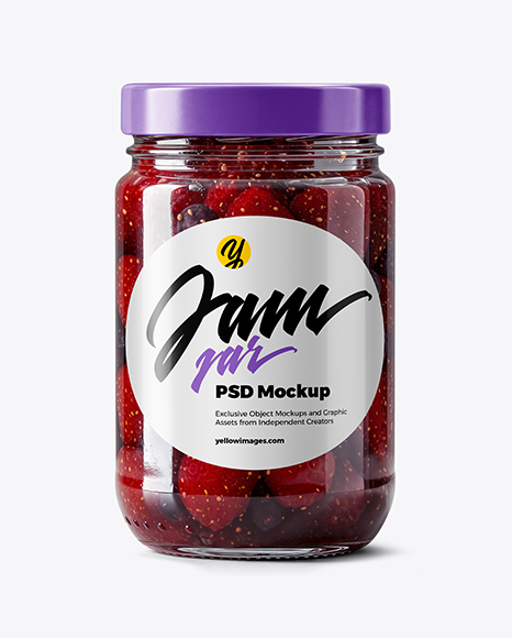 Clear Glass Jar with Mixed Berries Preserves Mockup - Mockup shots