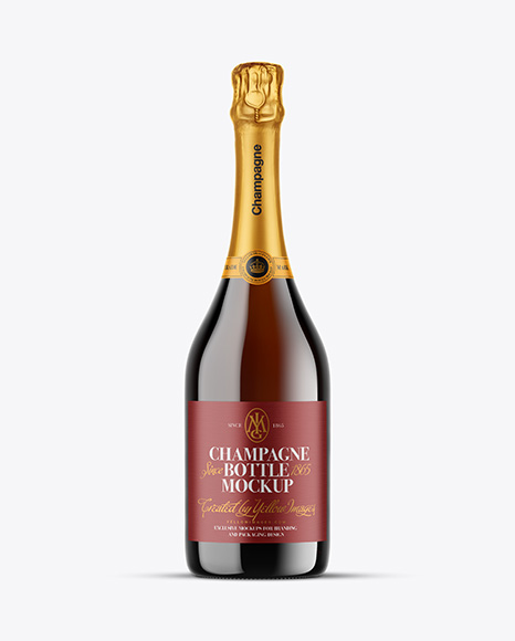 Amber Glass Champagne Bottle Mockup