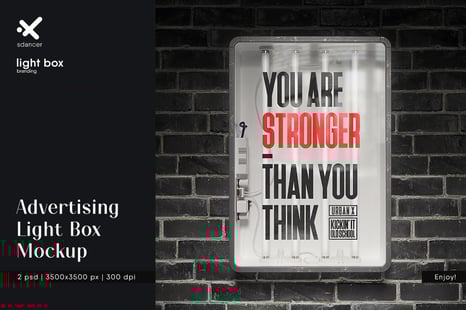 Advertising Light Box with Tube Lights Mockup - Product Mockups