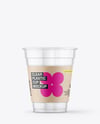 Clear Plastic Dessert Cup with Fork Mockup