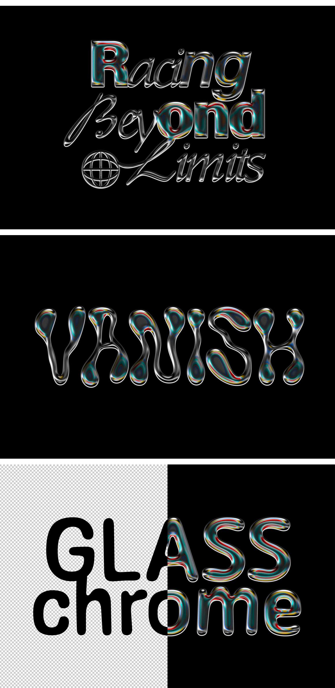 Iridescent Glass Chrome Text Effect