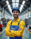 Engineer Wearing Bib Overalls and Shirt Mockup
