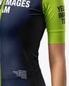 Woman Wearing Cycling Jersey and Bib Shorts Mockup