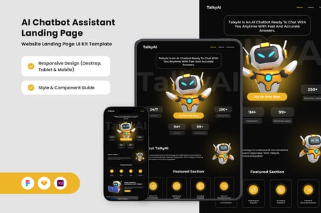 TalkyAI – AI Chat Assistant Landing Page Design Template