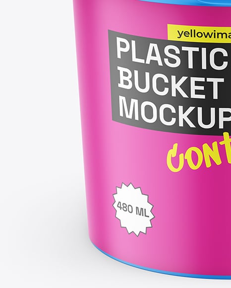 Matte Plastic Bucket with Handle Mockup