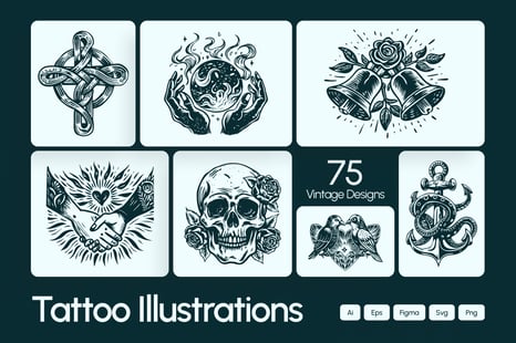 Vintage Tattoo Illustration Set - Illustrations