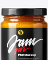 Glass Jar with Apricot Jam Mockup