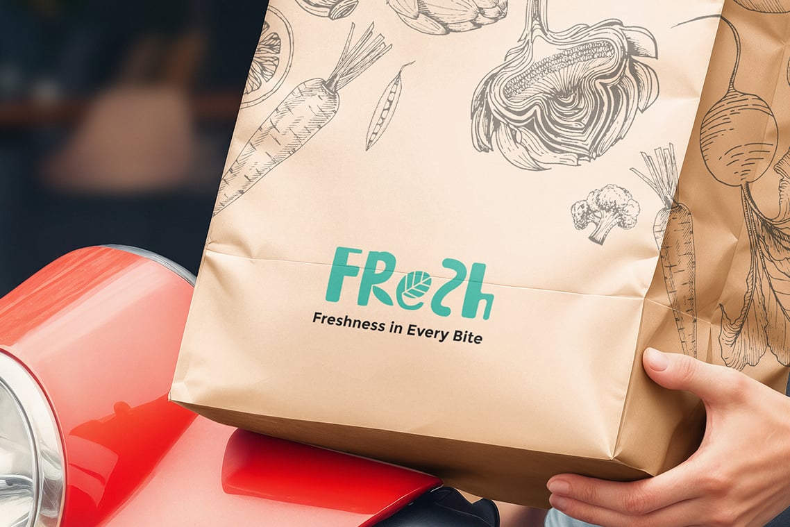 Restaurant Delivery Paper Bag Mockup