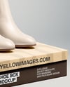 Pair of Women's High-Knee Boots on Shoe Box Mockup