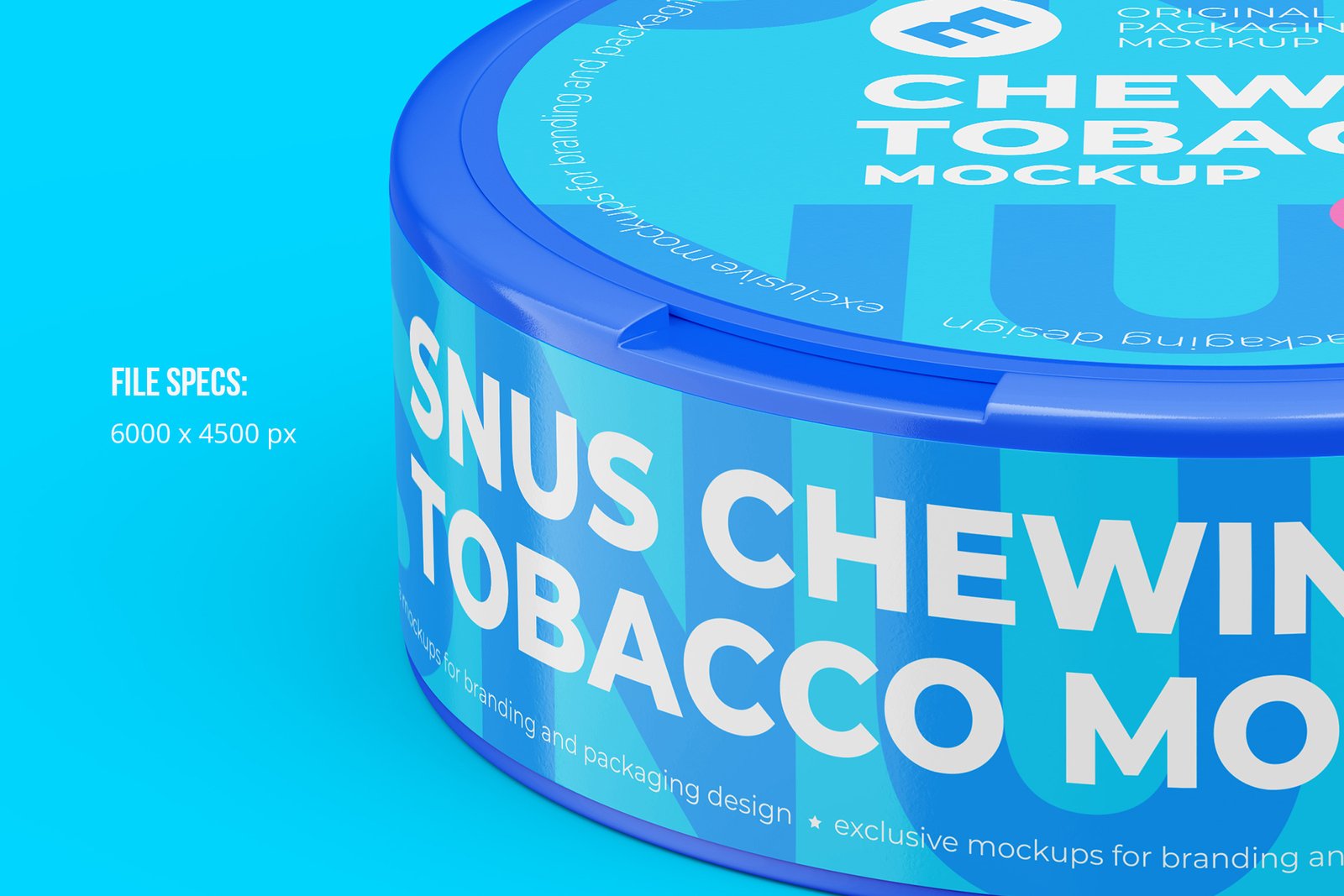 Snus Chewing Tobacco Can Mockup. High angle shot. With One Lock