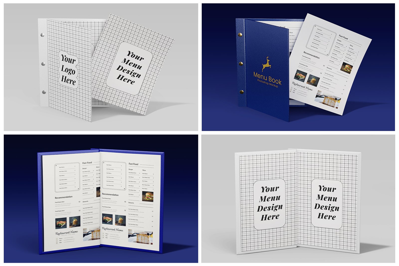 Menu Book Mockup Set - Leather Cover