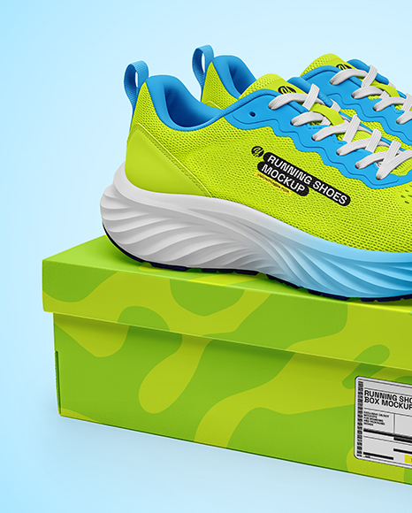 Running Shoes on Shoe Box Mockup