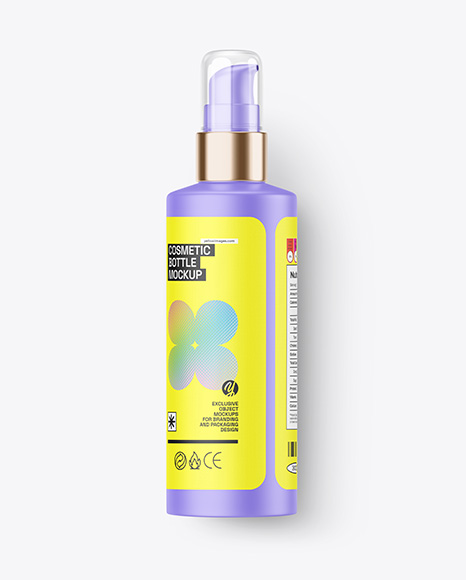 Matte Cosmetic Bottle with Pump Mockup - Presentation mockup