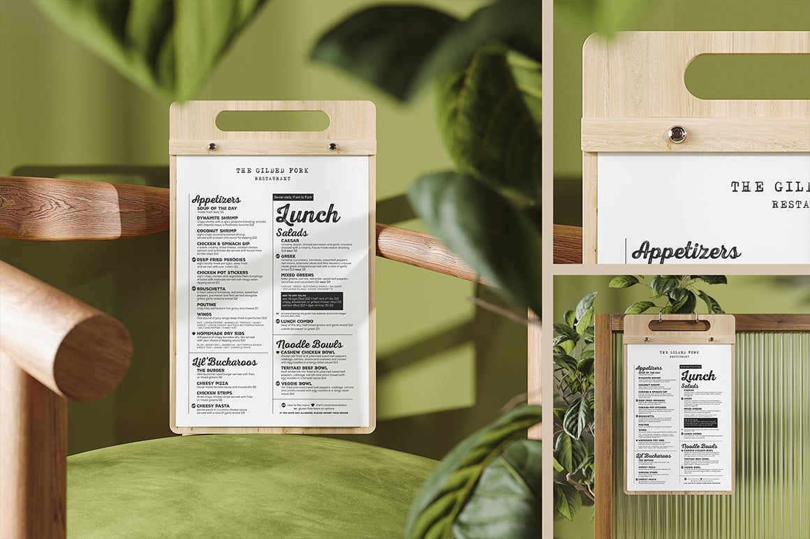 Wooden Board Menu Holder Mockup