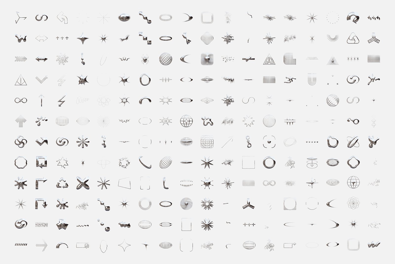 300+ Abstract Chrome Shapes Pack