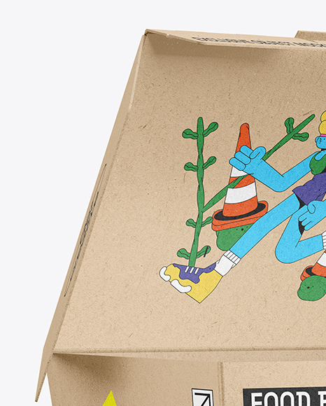 Opened Kraft Paper Food Box Mockup