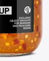 Clear Glass Jar with Hot Pepper Jelly Mockup