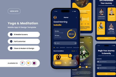 Anahata – Yoga &amp; Meditation App Design Template