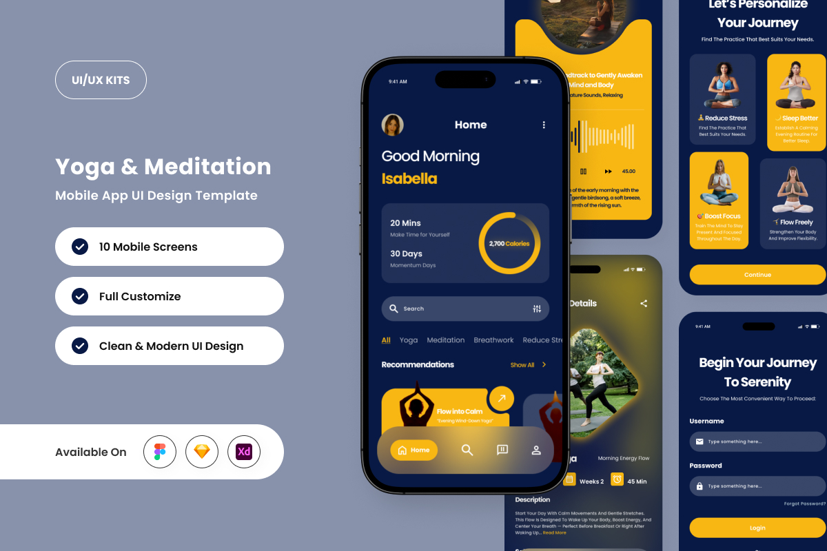 Anahata – Yoga &amp; Meditation App Design Template