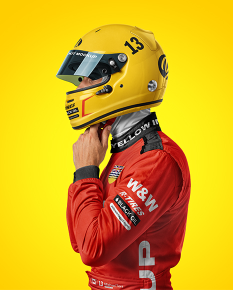 Man Wearing Racing Kit Mockup