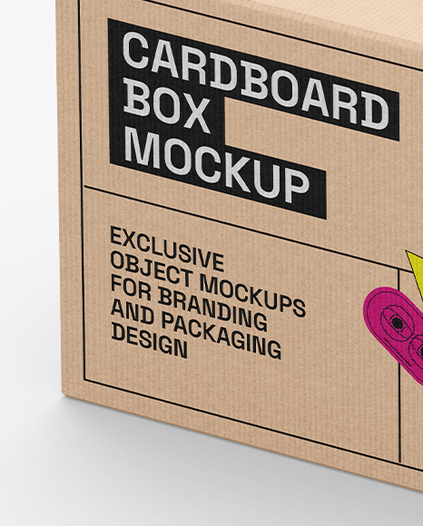 Cardboard Box Mockup – High Angle Side View
