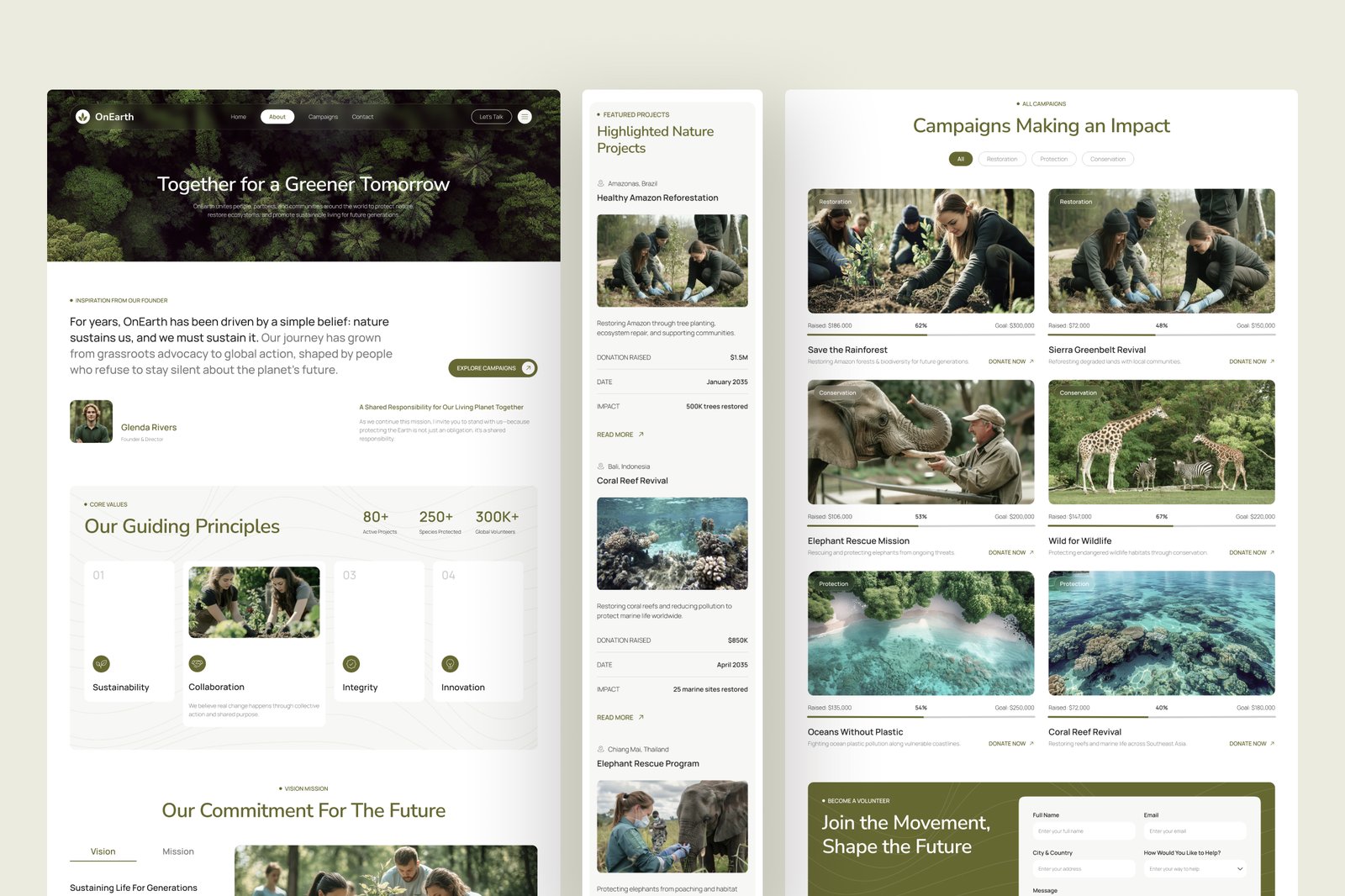OnEarth - Nature Conservation Website UI Figma Template