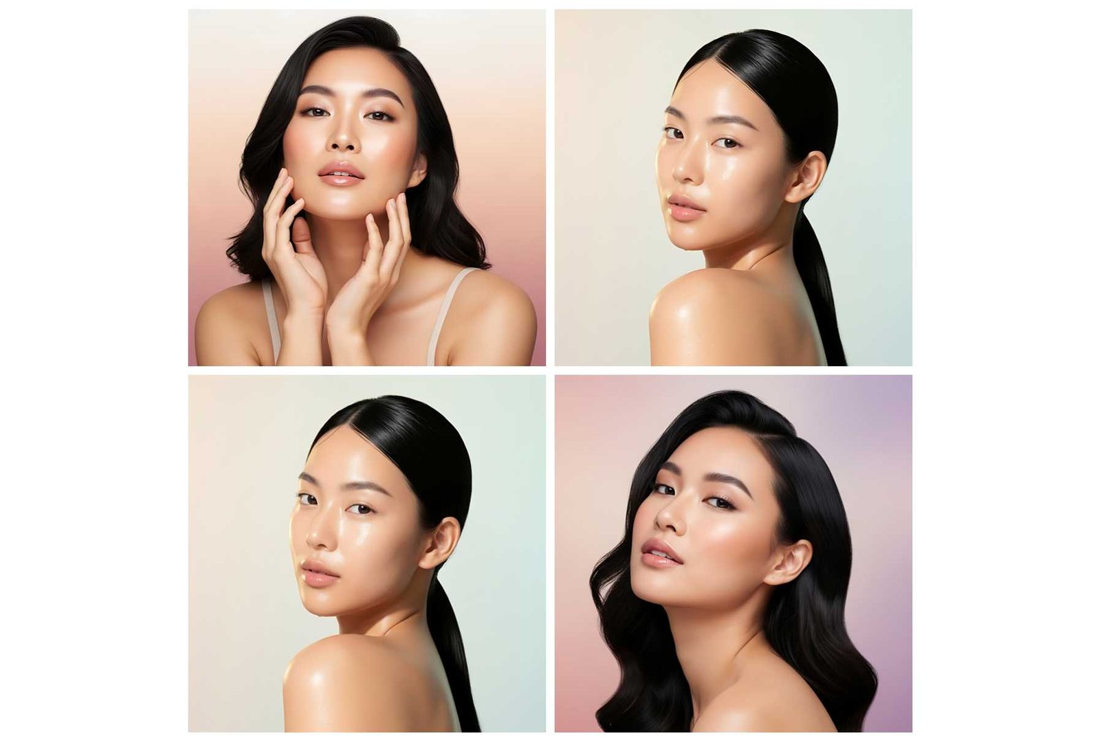 16 Asian Beauty Close-Up Stock Photos – Soft Pastel Tone Portrait