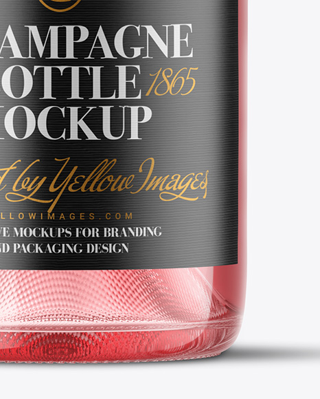 Clear Glass Pink Champagne Bottle Mockup