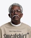 Older Black Man Wearing Sweatshirt and Pants Mockup