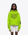 Black Woman Wearing Oversize Hoodie and Cycling Shorts Mockup