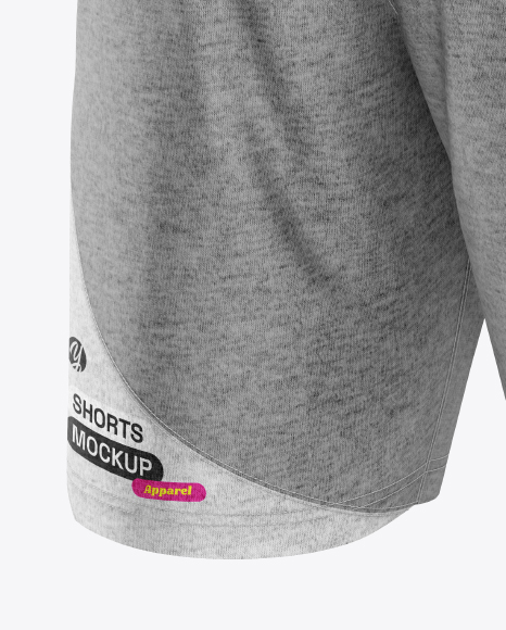 Heather Shorts Mockup - Back Half Side View