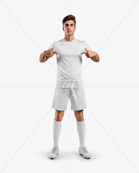 Man Wearing Soccer Jersey and Shorts Mockup
