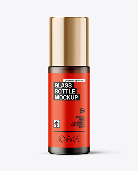 Frosted Amber Cosmetic Bottle with Pump Mockup